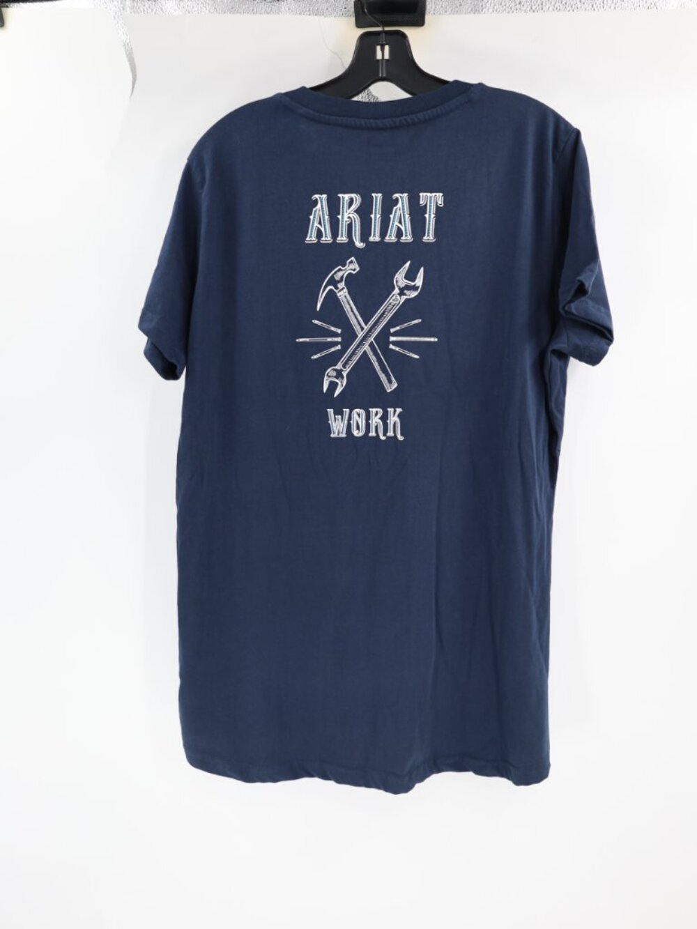 NWT Ariat Shirt Womens XL Rebar Cotton Strong Wrench Graphic Short Sleeve Blue